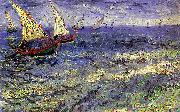 Vincent Van Gogh Boats at Sea, Saintes-Maries-de-la-Mer oil painting reproduction